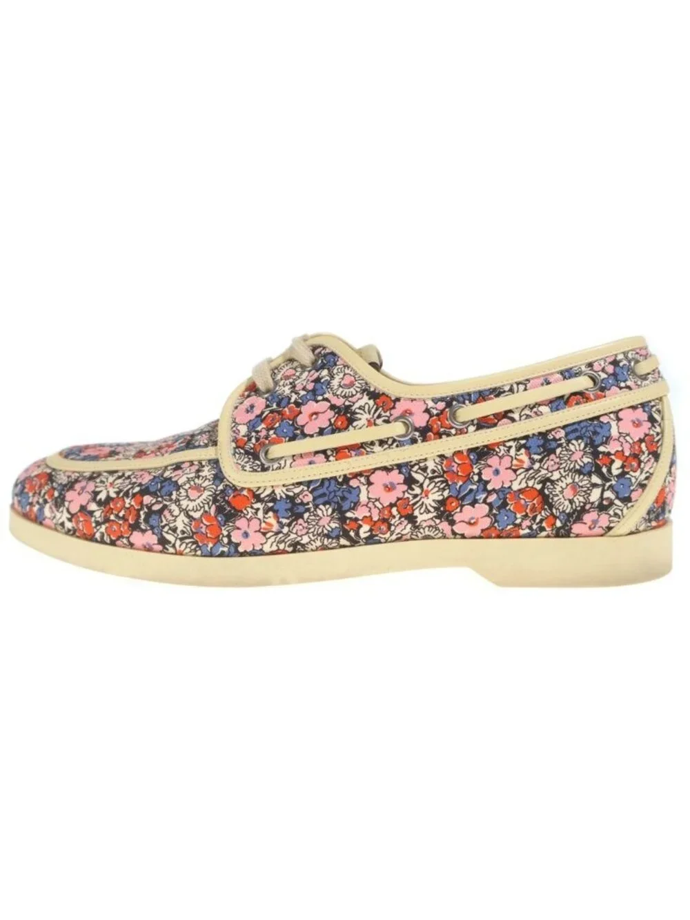 Gucci Flower Canvas Allover Print Deck Low Cut Shoes Beige Pink